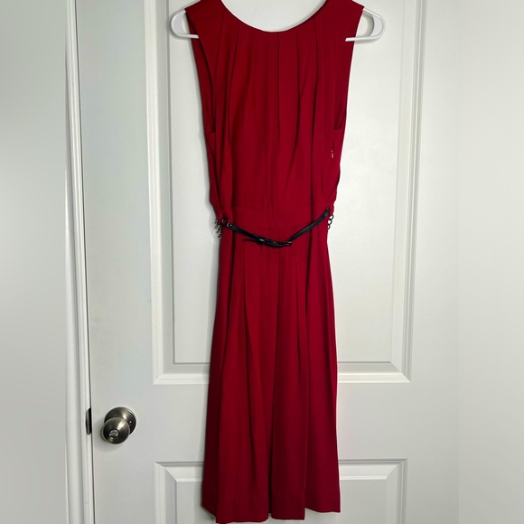 L'agence Viscose Silk Lined
Chain Belted Pleated Dress Red Size 2 - Picture 1 of 10